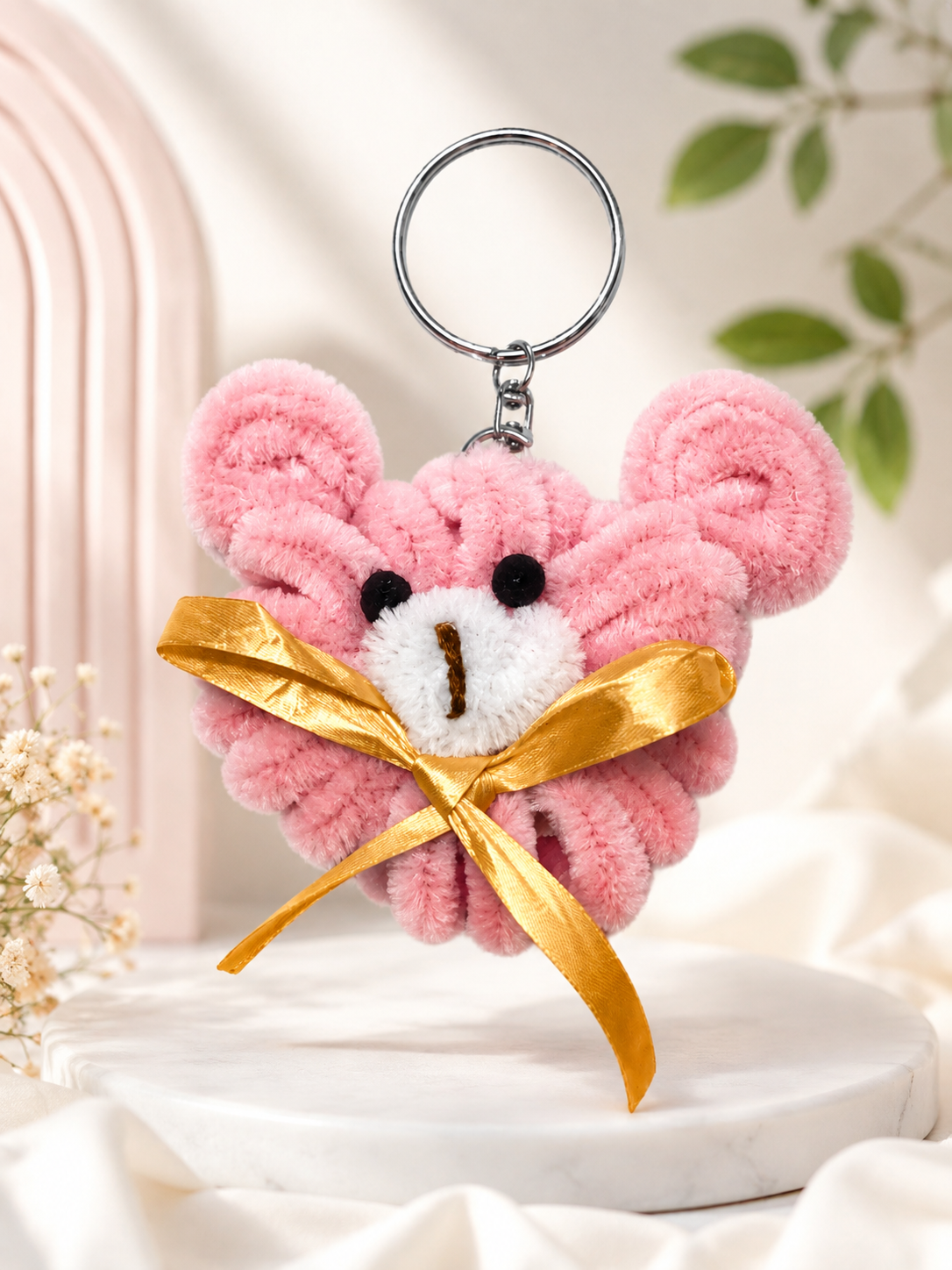PINK TEDDY BEAR KEYCHAIN
